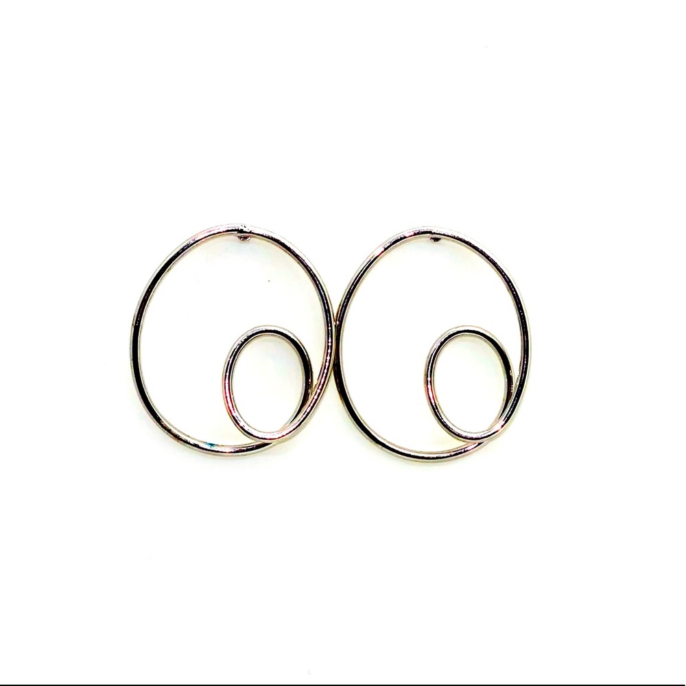 New Silver Geometric Circle Loop Stud 1.5 Inch - image 1